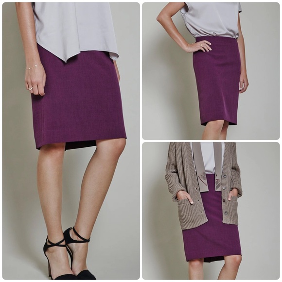 NWT MM Lafleur Noho Skirt Women’s 8 Deep Plum Purple Straight Pencil Corporate - Picture 2 of 15